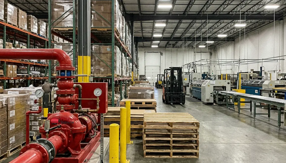 Fire protection for hybrid storage and manufacturing