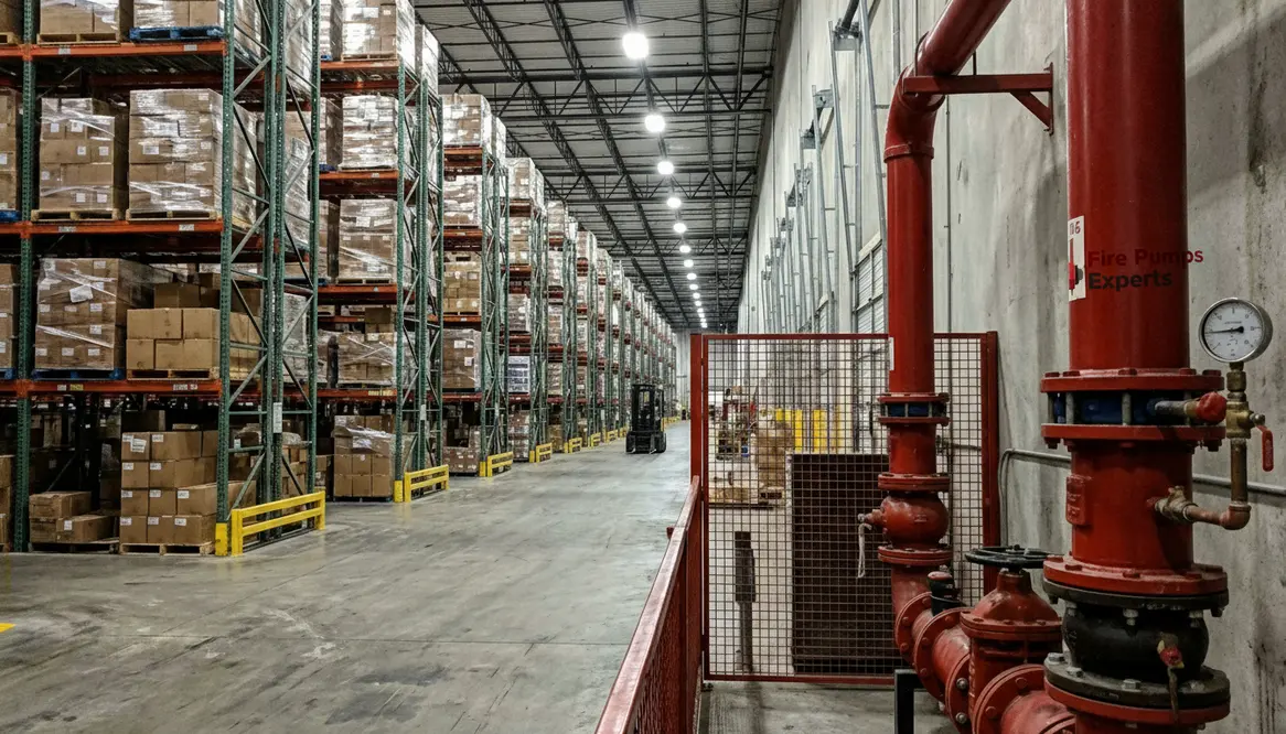 Fire pump considerations for rack storage and inventory