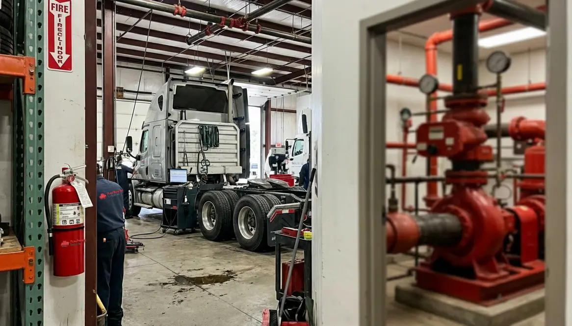 Fire safety for commercial vehicle service operations