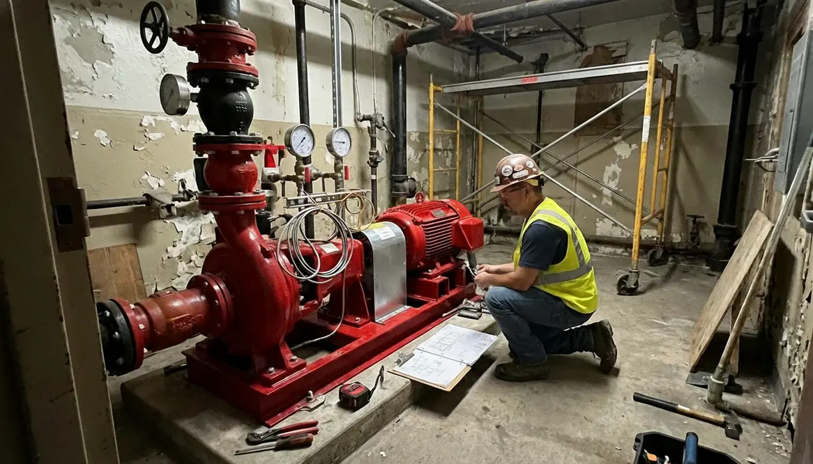 apartment redevelopment fire pump requirements