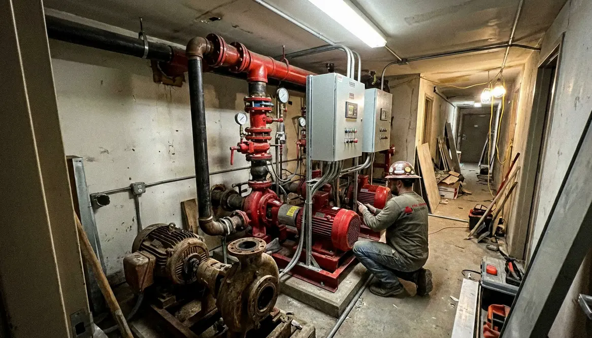 apartment redevelopment fire pump requirements