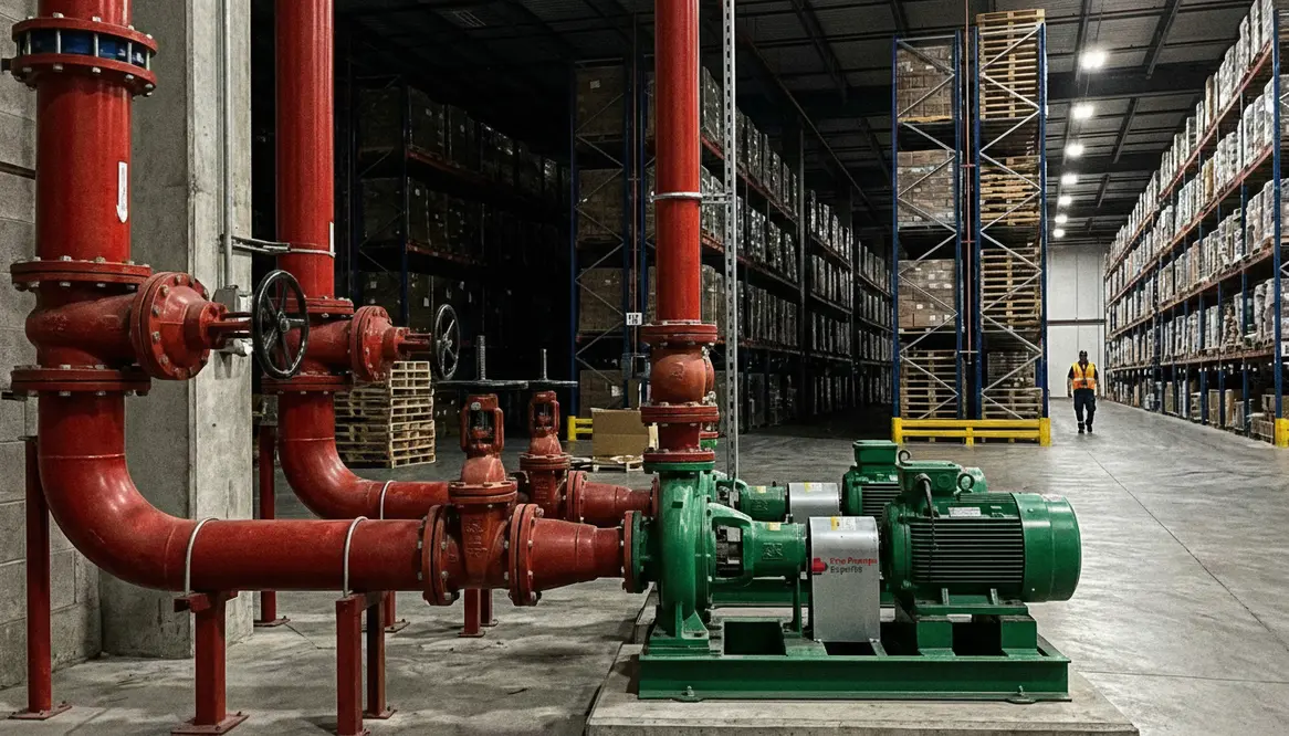 industrial logistics hub fire suppression water flow systems