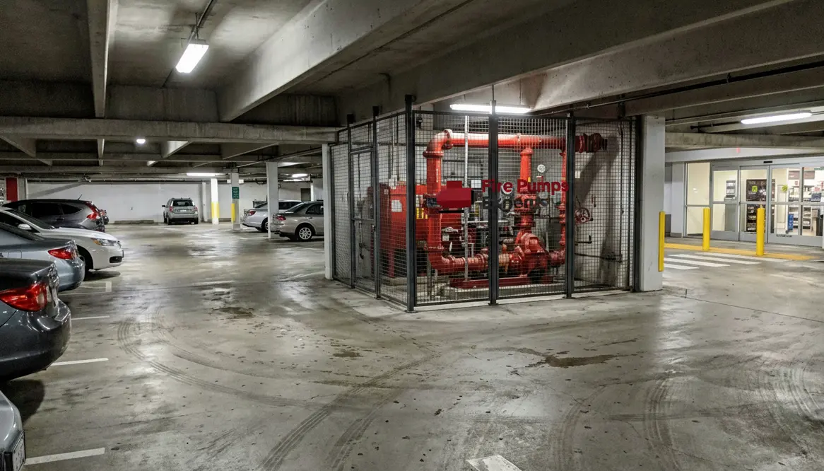 mixed use parking garage fire pump systems