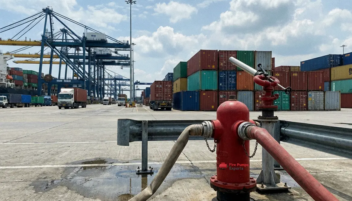 port cargo storage fire suppression water infrastructure