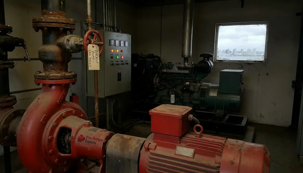 fire pump backup failure San Diego