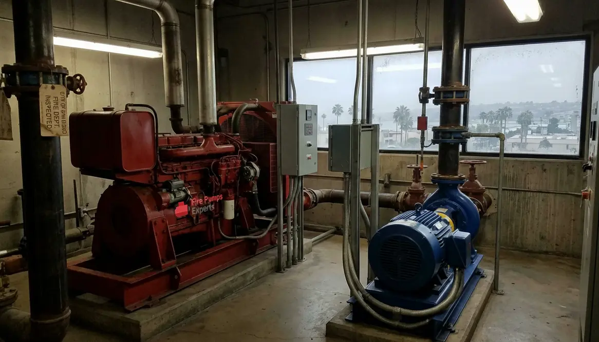 fire pump diesel vs electric reliability San Diego