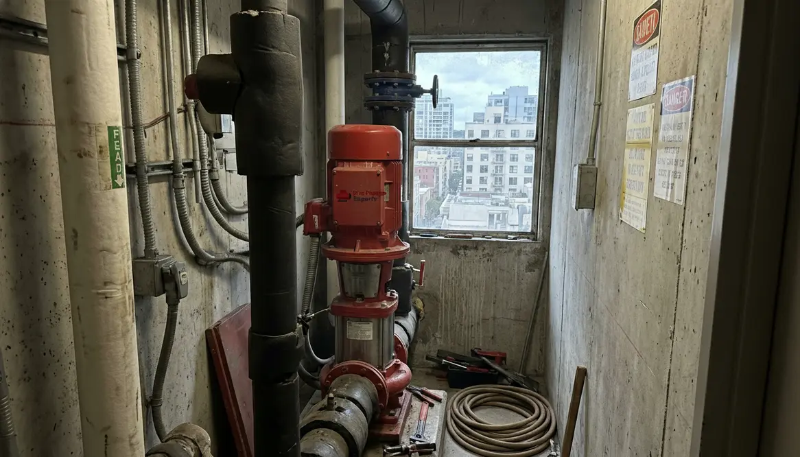 vertical inline fire pump space saving San Francisco