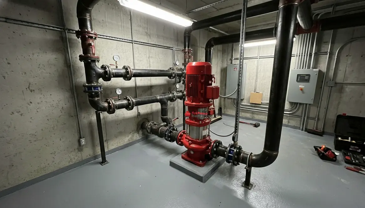 vertical inline fire pump installation