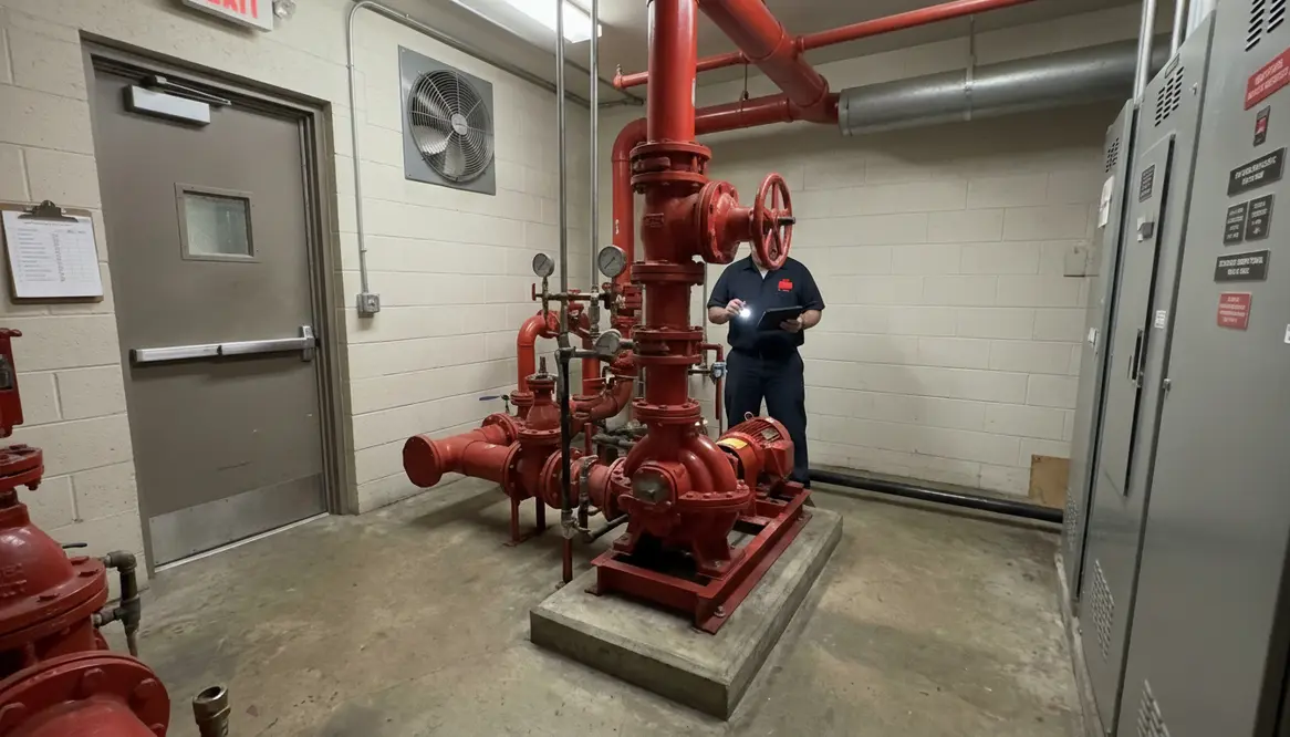 apartment building fire pump room requirements