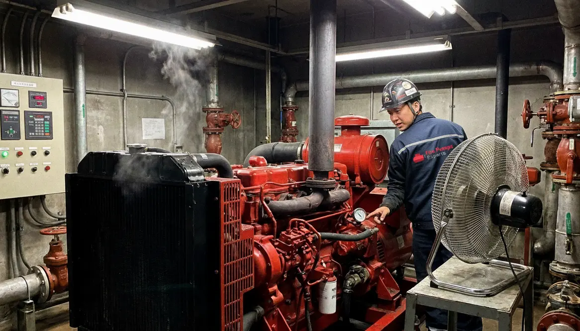 diesel fire pump overheating, fire pump testing, diesel fire pump