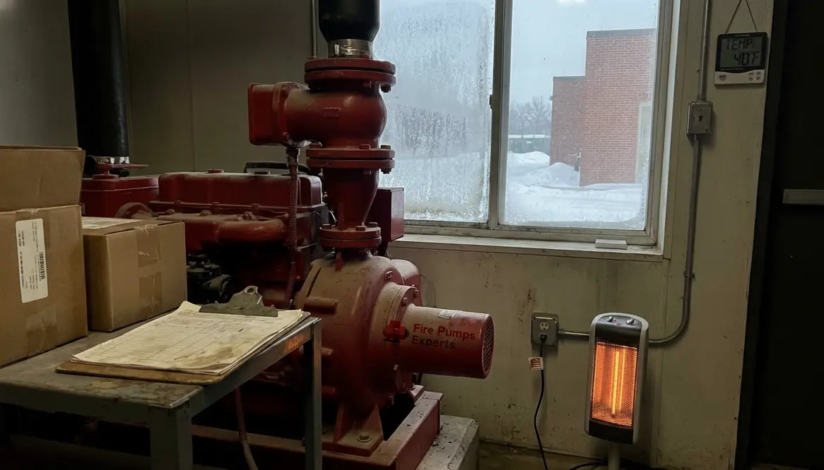 fire pump freeze protection, fire pump room temperature, fire pump requirements