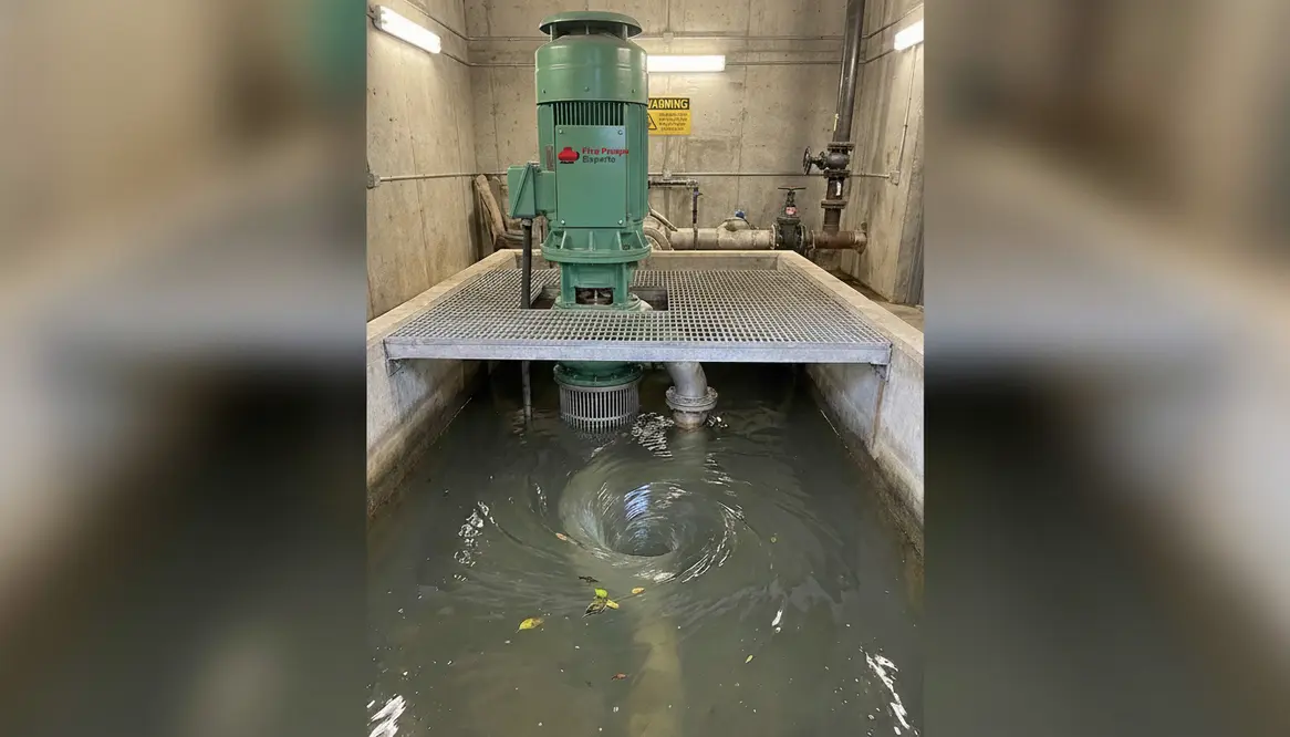vertical turbine fire pump, pump vortex, fire pump suction