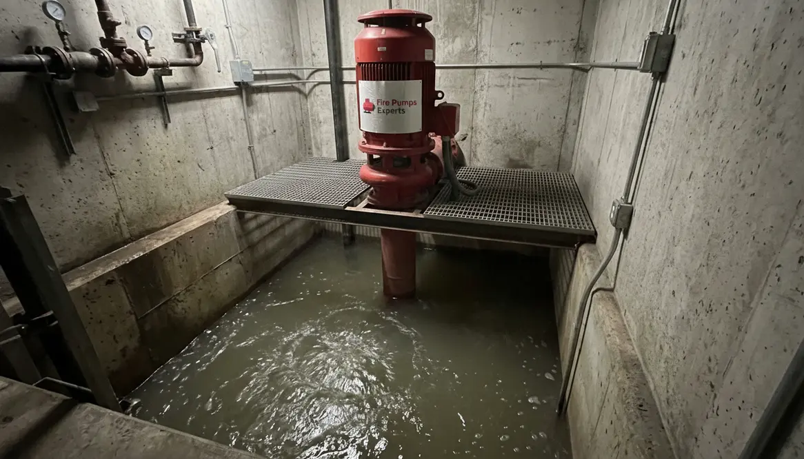 vertical turbine fire pump, wet well design, pump turbulence