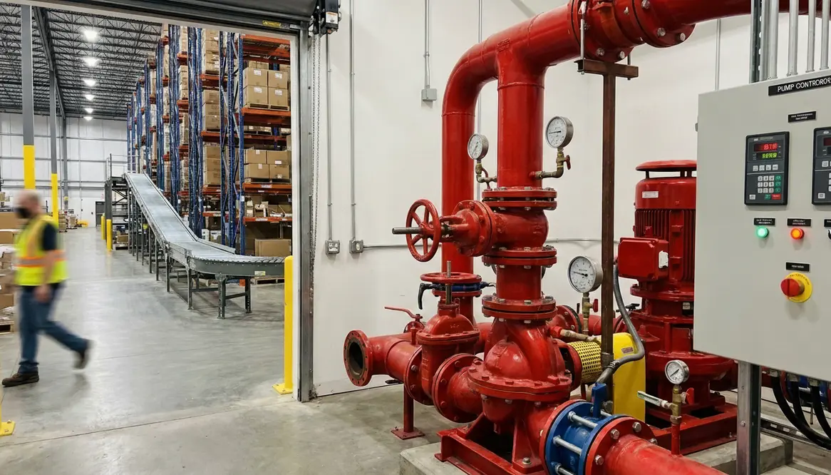 warehouse fire protection, distribution center fire protection, fire pump