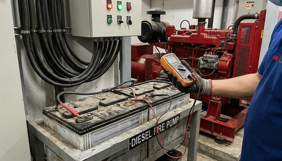 both diesel fire pump batteries weak