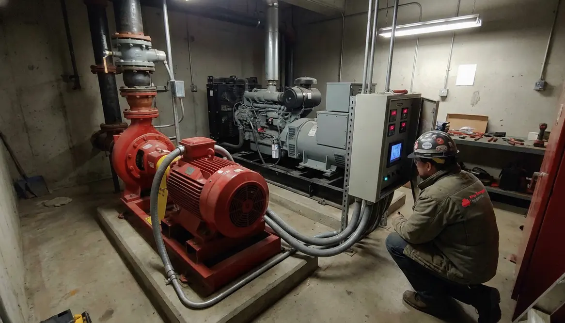 fire pump generator sizing, fire pump emergency power, fire pump motor