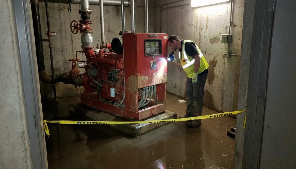 fire pump inspection after pump room flooding