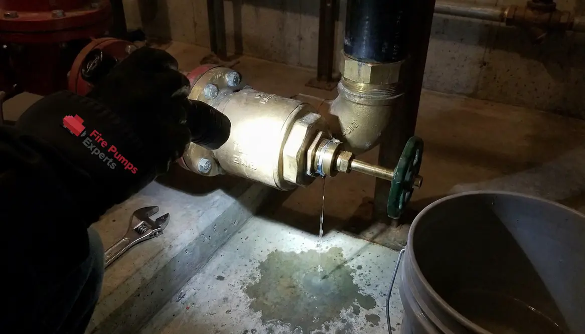 fire pump test header leaking after test