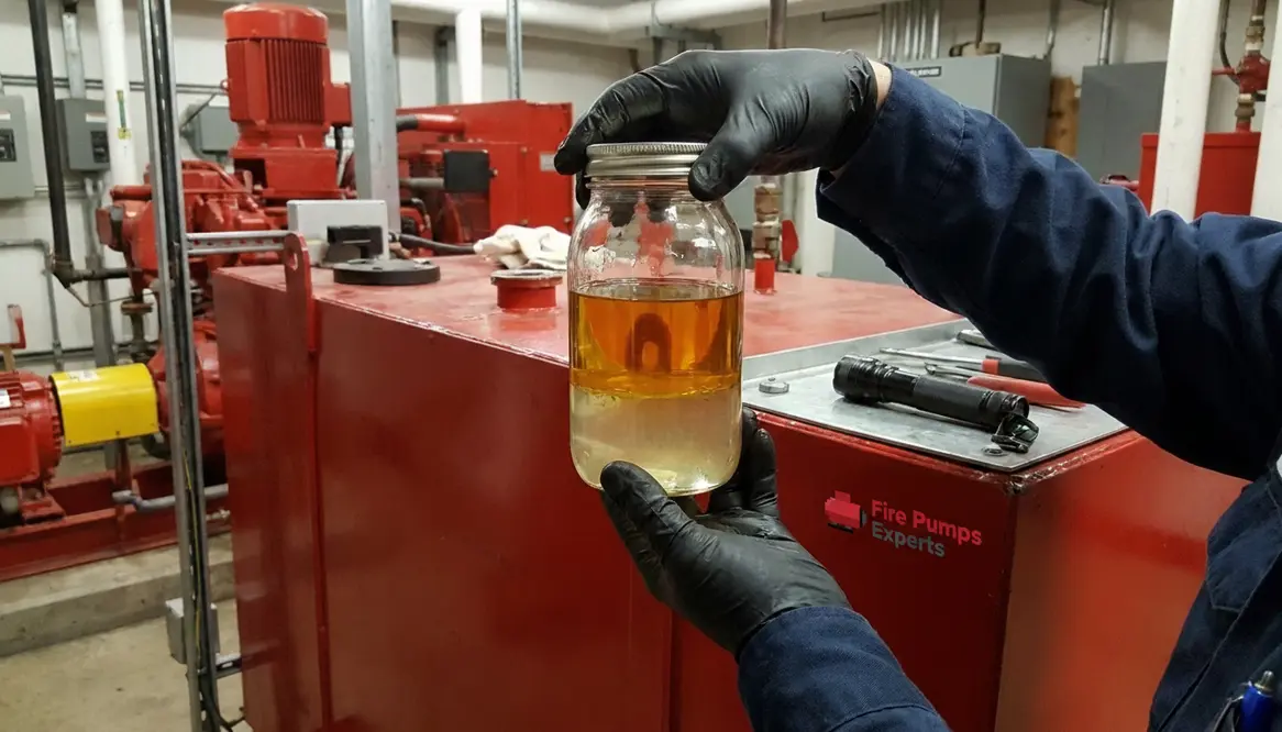 water in diesel fire pump fuel tank